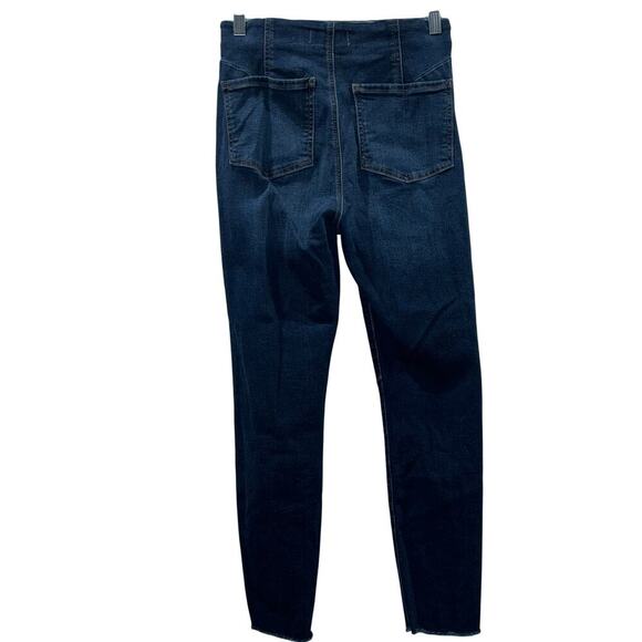 Free People Miles Away High Rise Skinny Jeans |Size 29 Raw Hem Dark Wash Stretch - Picture 3 of 14